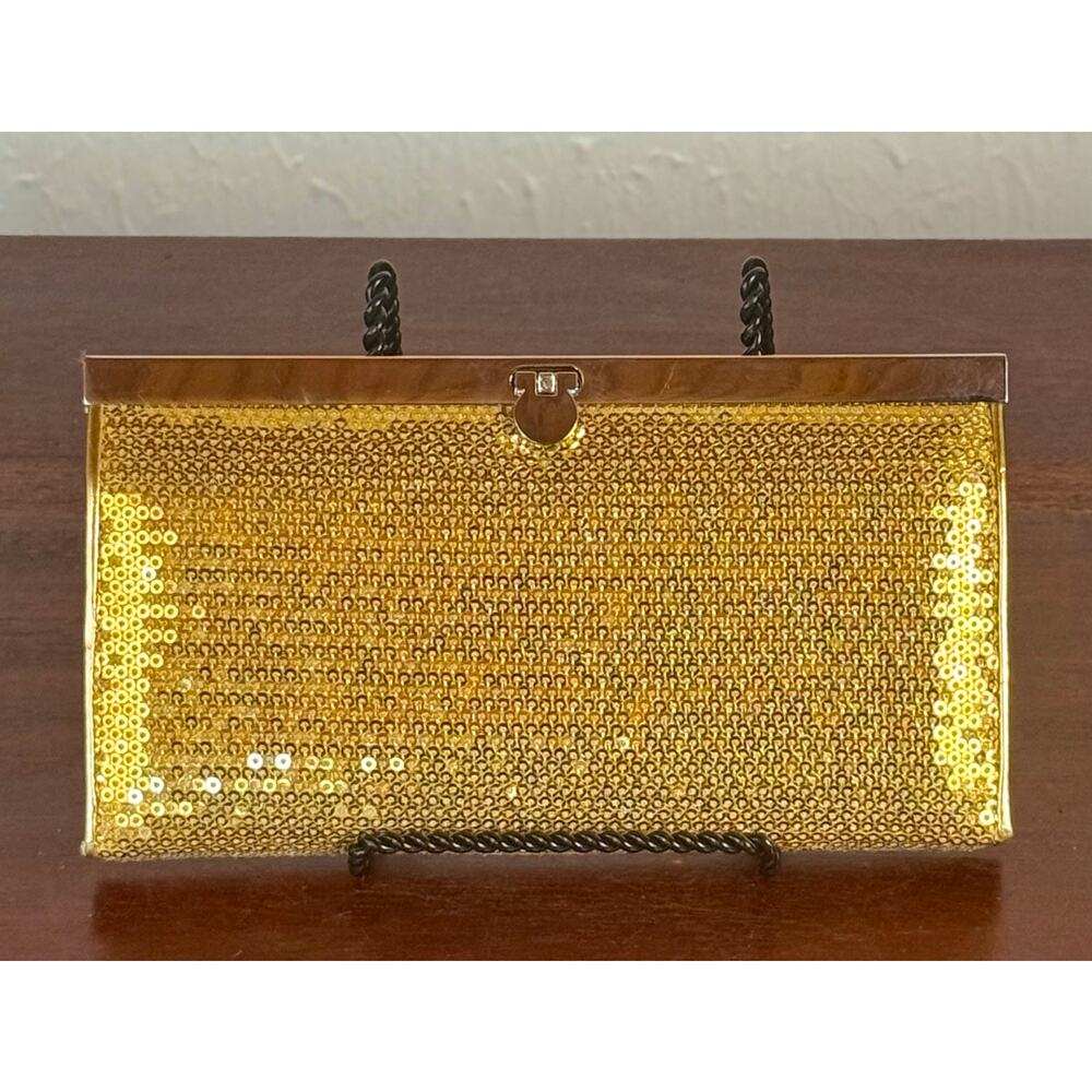 Gold Sequin Evening Clutch Metropolitan Mid Century Wallet